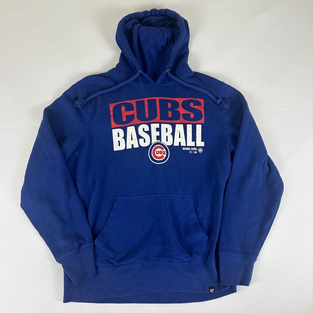 Cubs Baseball Hoodie Mens Medium 47 Brand Blue Sweatshirt MLB Chicago